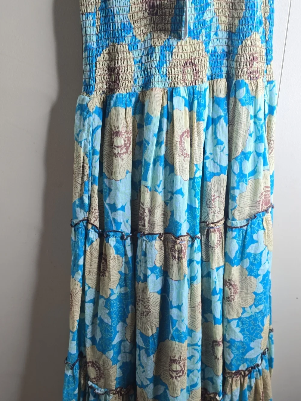 Free People Adriel Tie Strap Tiered Midi Dress Size Small